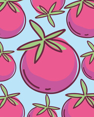 food pattern with fresh harvest tomatoes vegetables design