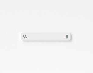 Minimal blank search bar on white background. Empty search bar mockup for titles, text. 3d rendering