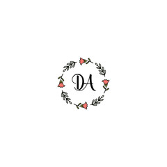 Initial DA Handwriting, Wedding Monogram Logo Design, Modern Minimalistic and Floral templates for Invitation cards