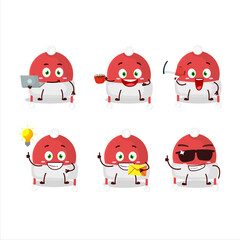 Christmas hat cartoon character with various types of business emoticons