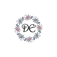 Initial DE Handwriting, Wedding Monogram Logo Design, Modern Minimalistic and Floral templates for Invitation cards