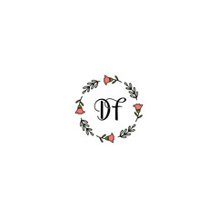 Fototapeta na wymiar Initial DF Handwriting, Wedding Monogram Logo Design, Modern Minimalistic and Floral templates for Invitation cards