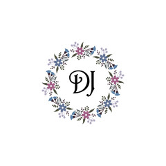 Initial DJ Handwriting, Wedding Monogram Logo Design, Modern Minimalistic and Floral templates for Invitation cards