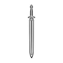 Scandinavian sword vector illustration. Medieval weapon, Nordic knight accessory. History or battle concept for tattoo or role play emblem templates