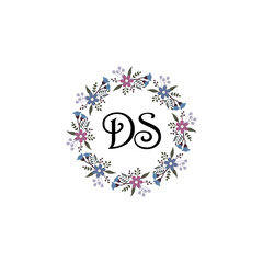Initial DS Handwriting, Wedding Monogram Logo Design, Modern Minimalistic and Floral templates for Invitation cards