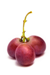 Ripe red grape. bunch of fruits isolated on white background.