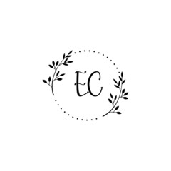Initial EC Handwriting, Wedding Monogram Logo Design, Modern Minimalistic and Floral templates for Invitation cards