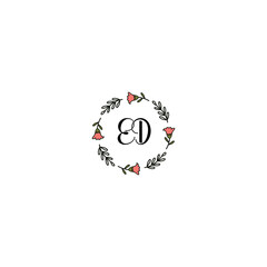 Initial ED Handwriting, Wedding Monogram Logo Design, Modern Minimalistic and Floral templates for Invitation cards