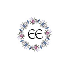 Initial EE Handwriting, Wedding Monogram Logo Design, Modern Minimalistic and Floral templates for Invitation cards