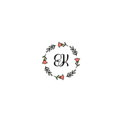 Initial EK Handwriting, Wedding Monogram Logo Design, Modern Minimalistic and Floral templates for Invitation cards