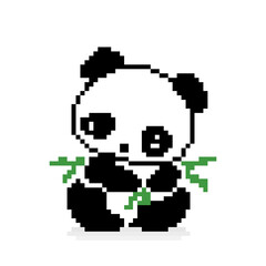 Pixel panda image. Animal pixels in vector illustration for cross stitch pattern.