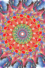 Colorful texture overlapping multiple layers of circle