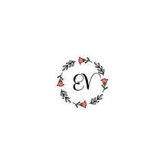 Initial EV Handwriting, Wedding Monogram Logo Design, Modern Minimalistic and Floral templates for Invitation cards