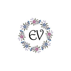 Initial EV Handwriting, Wedding Monogram Logo Design, Modern Minimalistic and Floral templates for Invitation cards