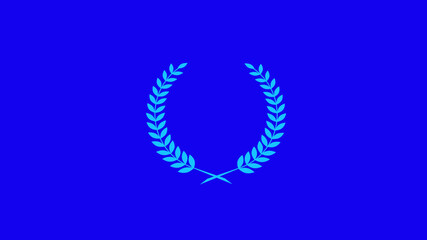 Aqua color wreath icon on blue background, New wheat icon