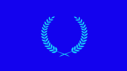 Aqua color wreath icon on blue background, New wheat icon