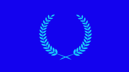 Aqua color wreath icon on blue background, New wheat icon