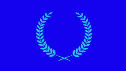Aqua color wreath icon on blue background, New wheat icon