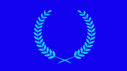 Aqua color wreath icon on blue background, New wheat icon