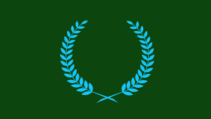 Amazing aqua color wreath icon on green dark background, Wheat icon