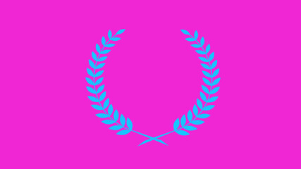 Aqua color wheat icon on pink background, Wreath icon om pink background