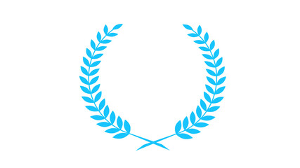 Cyan color wheat icon on white background, Beautiful wreath icon
