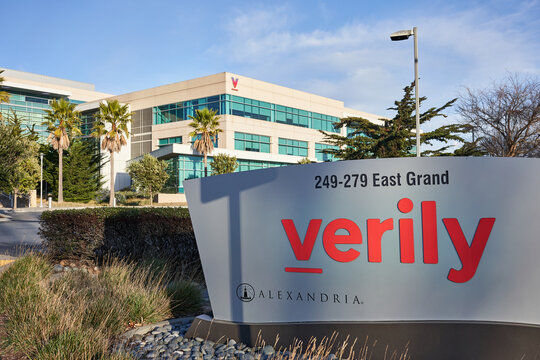 South San Francisco, CA, USA - Mar 1, 2020: Verily Life Sciences Headquarters in South San Francisco, California. Verily is Alphabet Inc.'s research organization devoted the study of life sciences.