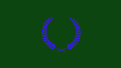 Best blue color wheat logo icon on green dark background, Wheat icon, wheat and oak wreaths depicting an award, achievement, heraldry, nobility on green dark background