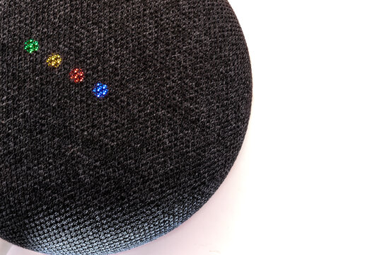 Google Nest Mini smart speaker in Ottawa, Ontario, Canada on March 24, 2020.