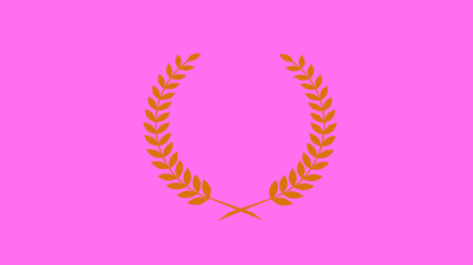 Brown color wreath icon on pink background, Beautiful wheat logo icon on pink background