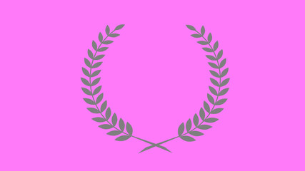 Beautiful wreath logo icon on pink background, Wheat icon