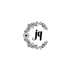 Initial JQ Handwriting, Wedding Monogram Logo Design, Modern Minimalistic and Floral templates for Invitation cards