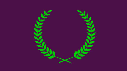 Green wreath icon on pink dark background, Amazing wheat logoicon