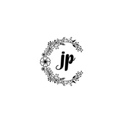 Initial JP Handwriting, Wedding Monogram Logo Design, Modern Minimalistic and Floral templates for Invitation cards