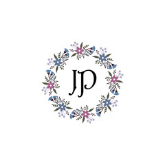 Initial JP Handwriting, Wedding Monogram Logo Design, Modern Minimalistic and Floral templates for Invitation cards