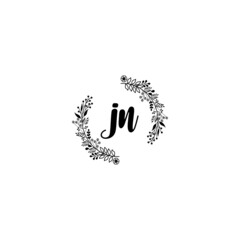 Initial JN Handwriting, Wedding Monogram Logo Design, Modern Minimalistic and Floral templates for Invitation cards