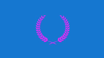 New pink color wreath icon on aqua background, Amazing wheat icon