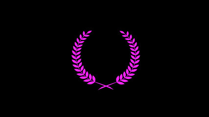Obraz premium New pink color wheat icon, Wreath icon, Wheat logo icon on black background