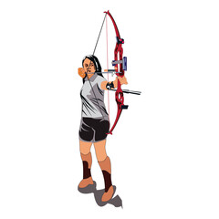 archery sport
vector of an archery girl