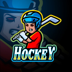 Hockey player esport logo mascot design