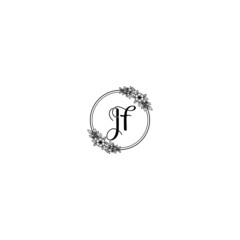 Initial JF Handwriting, Wedding Monogram Logo Design, Modern Minimalistic and Floral templates for Invitation cards
