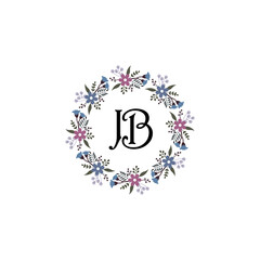 Initial JB Handwriting, Wedding Monogram Logo Design, Modern Minimalistic and Floral templates for Invitation cards