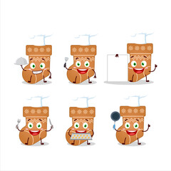 Cartoon character of socks cookie with various chef emoticons