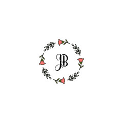 Fototapeta na wymiar Initial JB Handwriting, Wedding Monogram Logo Design, Modern Minimalistic and Floral templates for Invitation cards