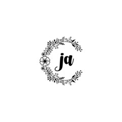 Initial JA Handwriting, Wedding Monogram Logo Design, Modern Minimalistic and Floral templates for Invitation cards