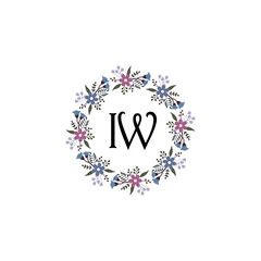Initial IW Handwriting, Wedding Monogram Logo Design, Modern Minimalistic and Floral templates for Invitation cards