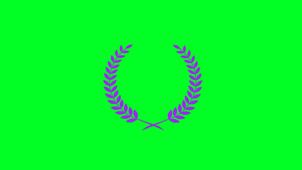 New purple color wreath icon on green background, Amazing wheat icon