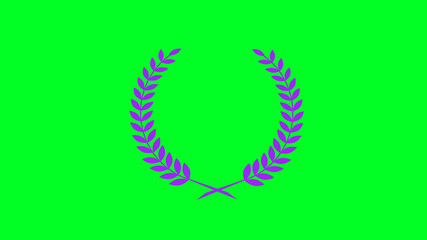 New purple color wreath icon on green background, Amazing wheat icon