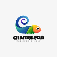 Vector Logo Illustration Chameleon Gradient Colorful Style. © Artnivora