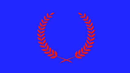 New wheat logo icon on blue background, Red color wreath icon